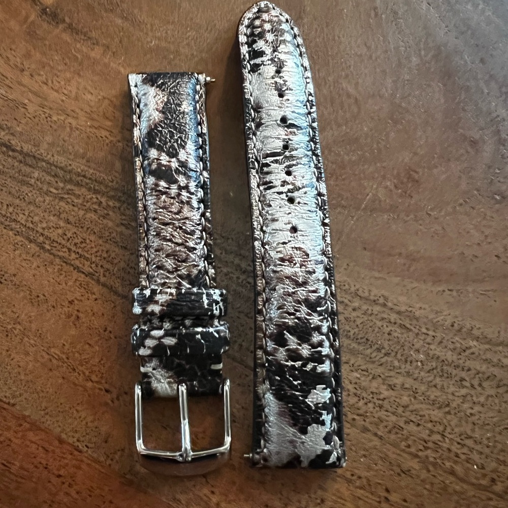 Michele metallic print leather watch band 18